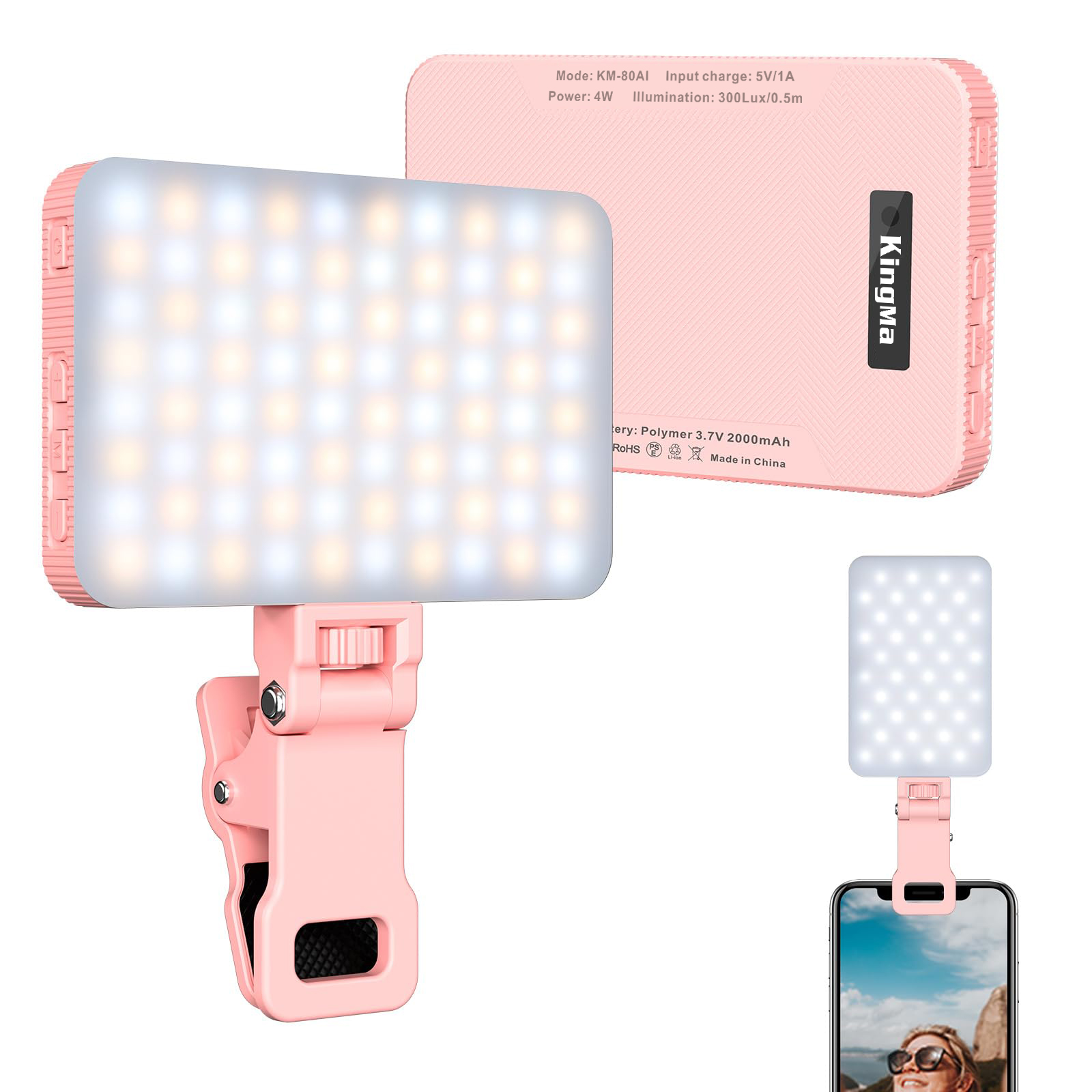 Photography Lighting Products - King Ma Pink ricaricabile Selfie Light-Clip