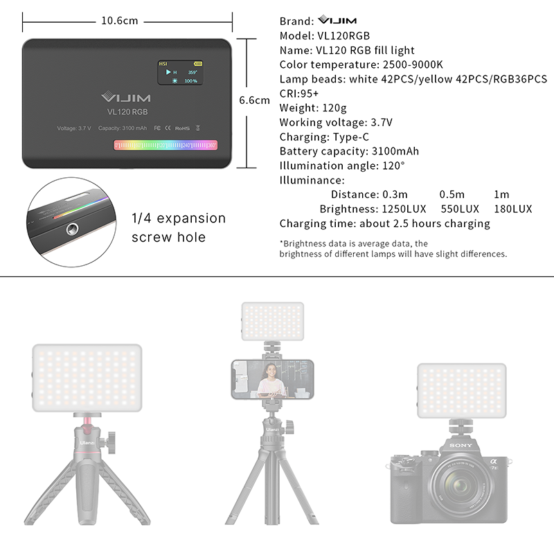 Ulanzi VL120 RGB Luce video pe - Photography Lighting Grid recensione e prezzo